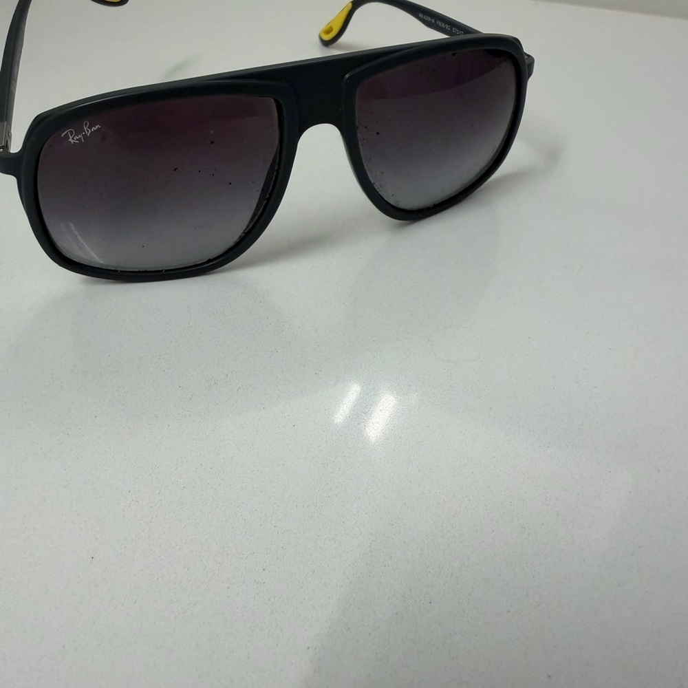 Ray-Ban x Ferrari Black Sunglasses Yellow Temple Tips Unisex - Picture 13 of 13